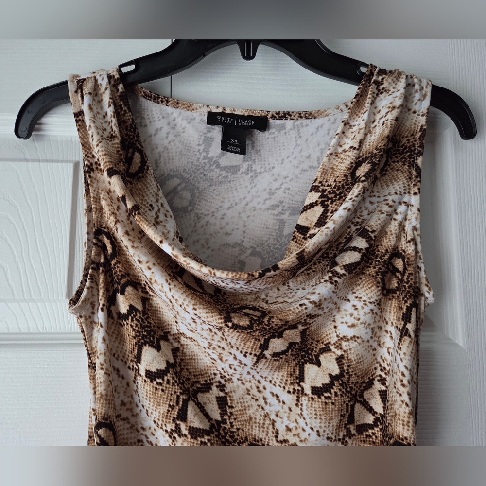 WHBM Brown Snake Print Ruched Blouse Size XS - Picture 3 of 11